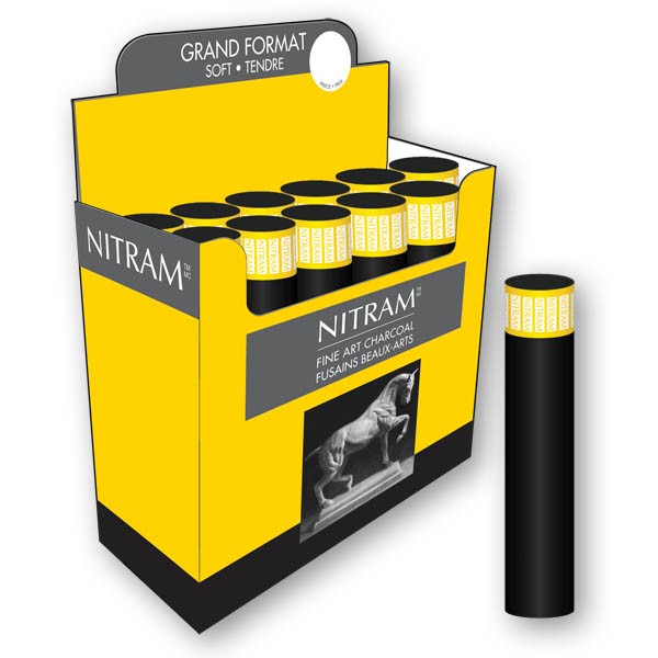Nitram Soft Round Charcoal Sticks Medium - 8mm For Sale Online